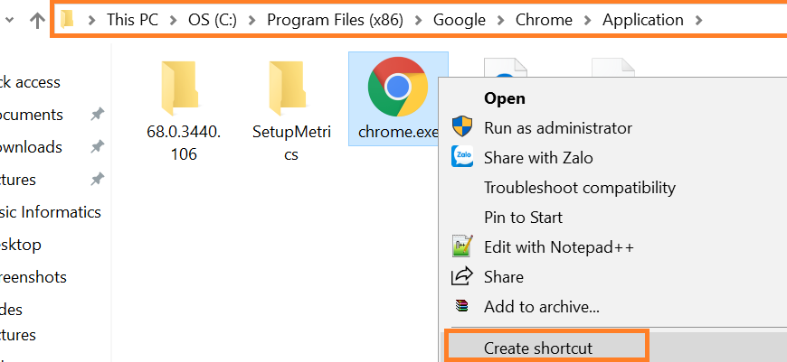 Cách tạo Shortcut trong Windows